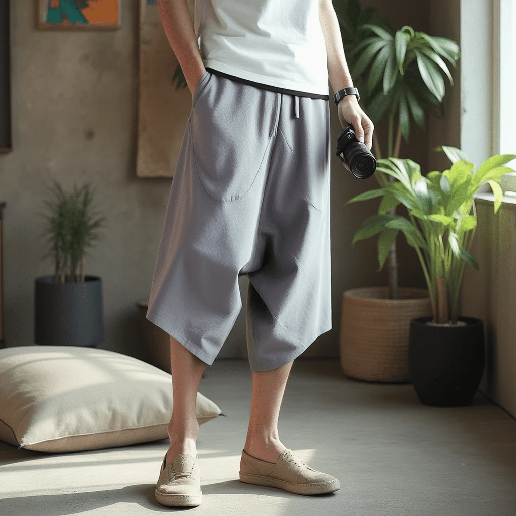 Pantacourt Brodé Homme 1 Pantacourt Brodé Homme