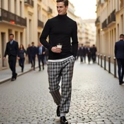 Pantalon à Carreau Homme